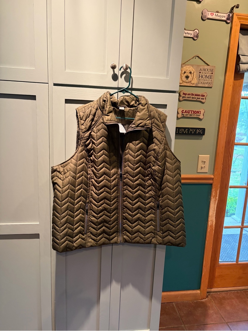 CJ Banks Quilted Olive Green Puffer Vest